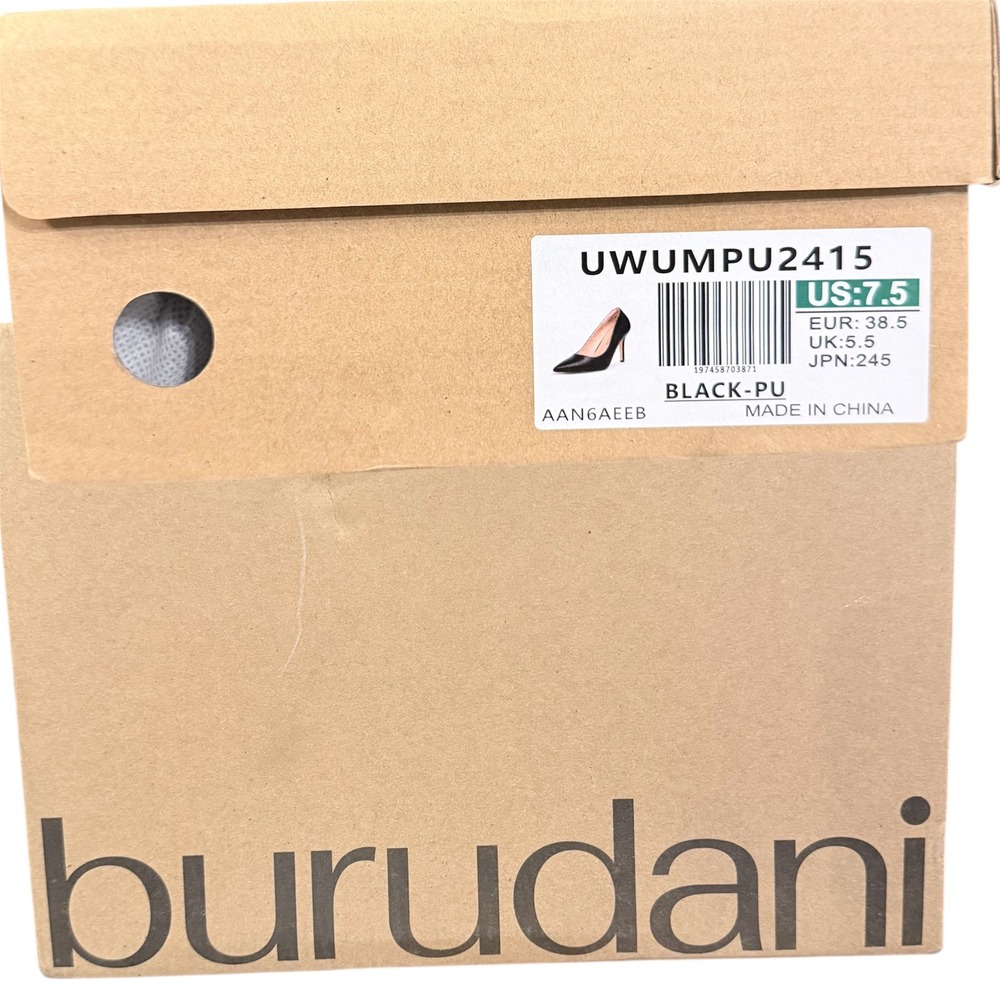 Burudani Womens Pointed Toe Pumps Black Faux Leather Stiletto Heels Sz 7.5 New - Picture 4 of 14